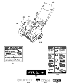 Decals Group Diagram and Parts List for 1696686-00 2016 Briggs and Stratton Snow Blower